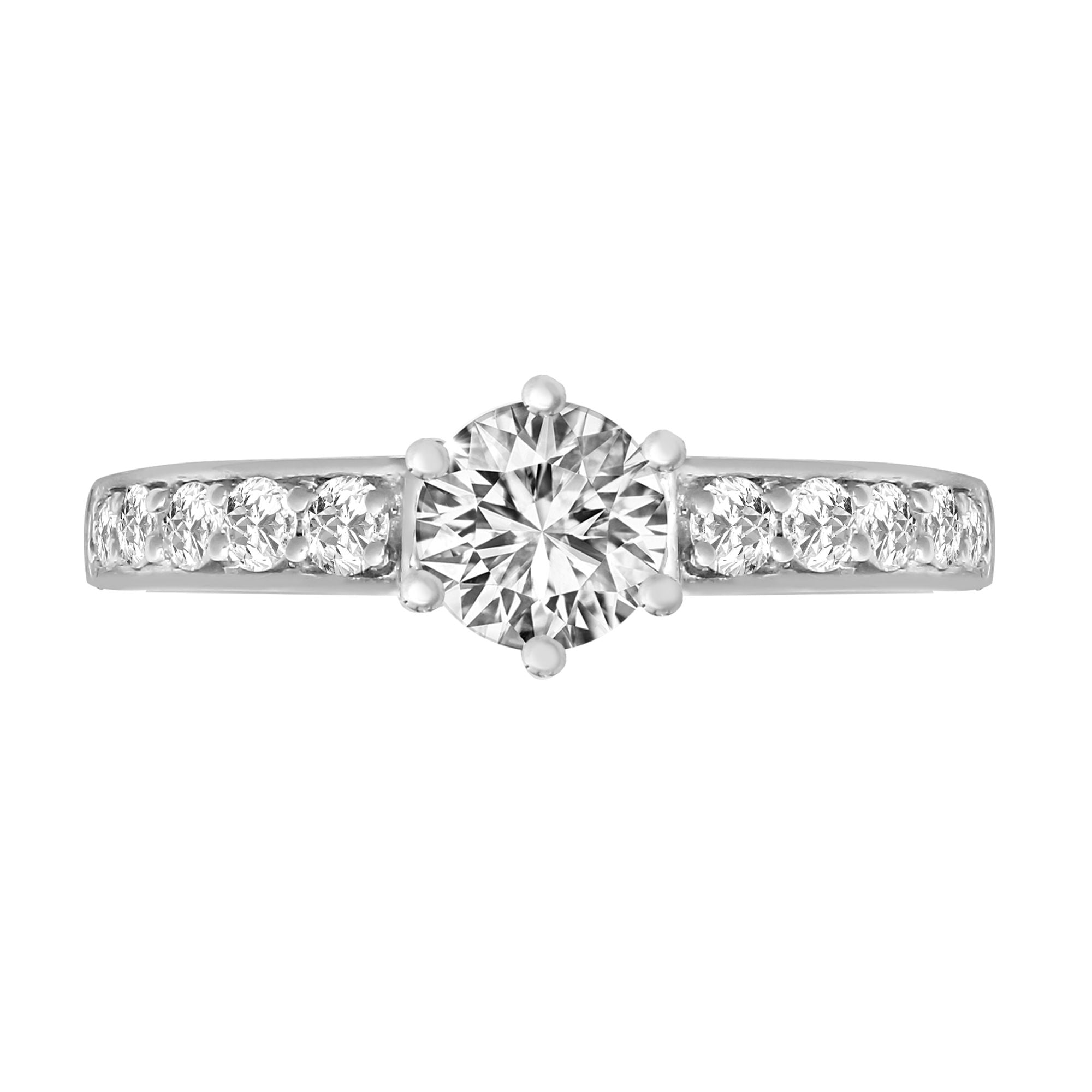 18R217-050 | 18ct White Gold 25pts Natural Diamond Ring. Fits 50pt