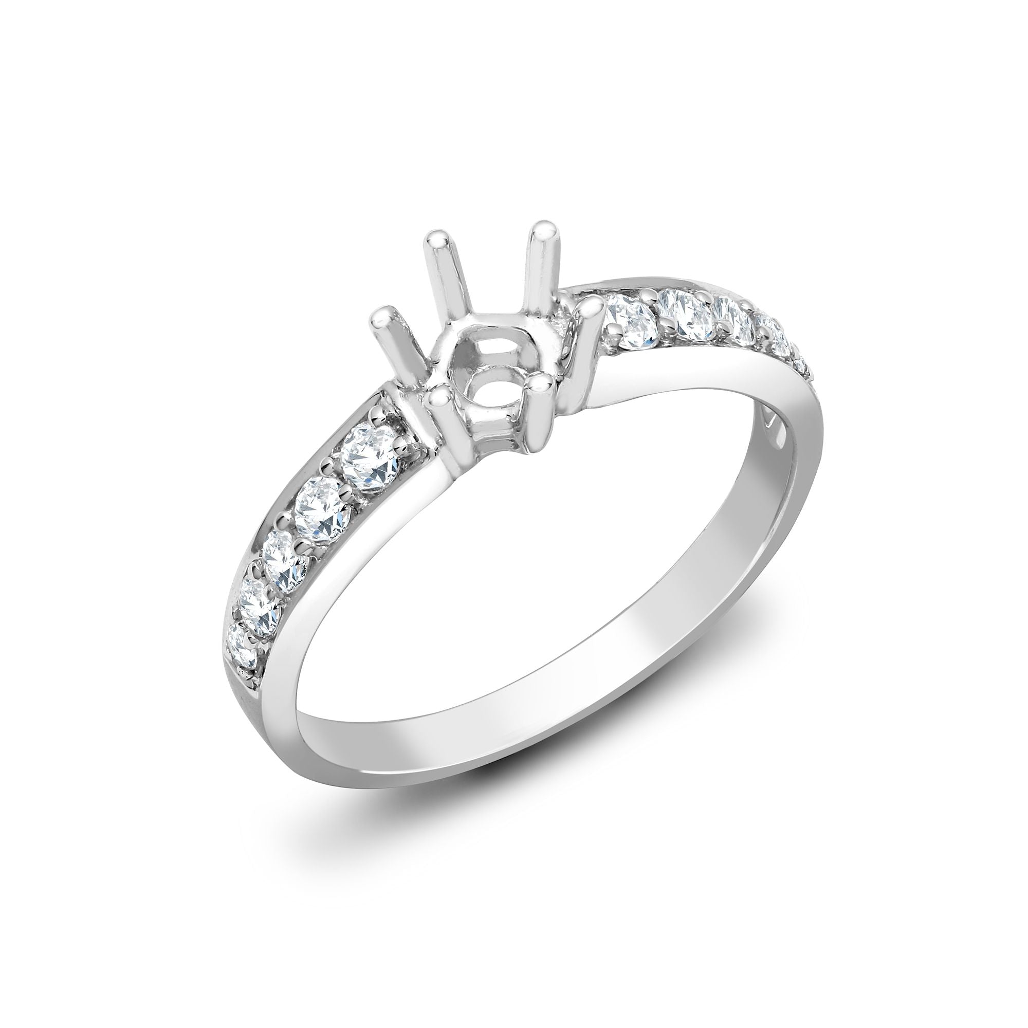 18R217-050 | 18ct White Gold 25pts Natural Diamond Ring. Fits 50pt