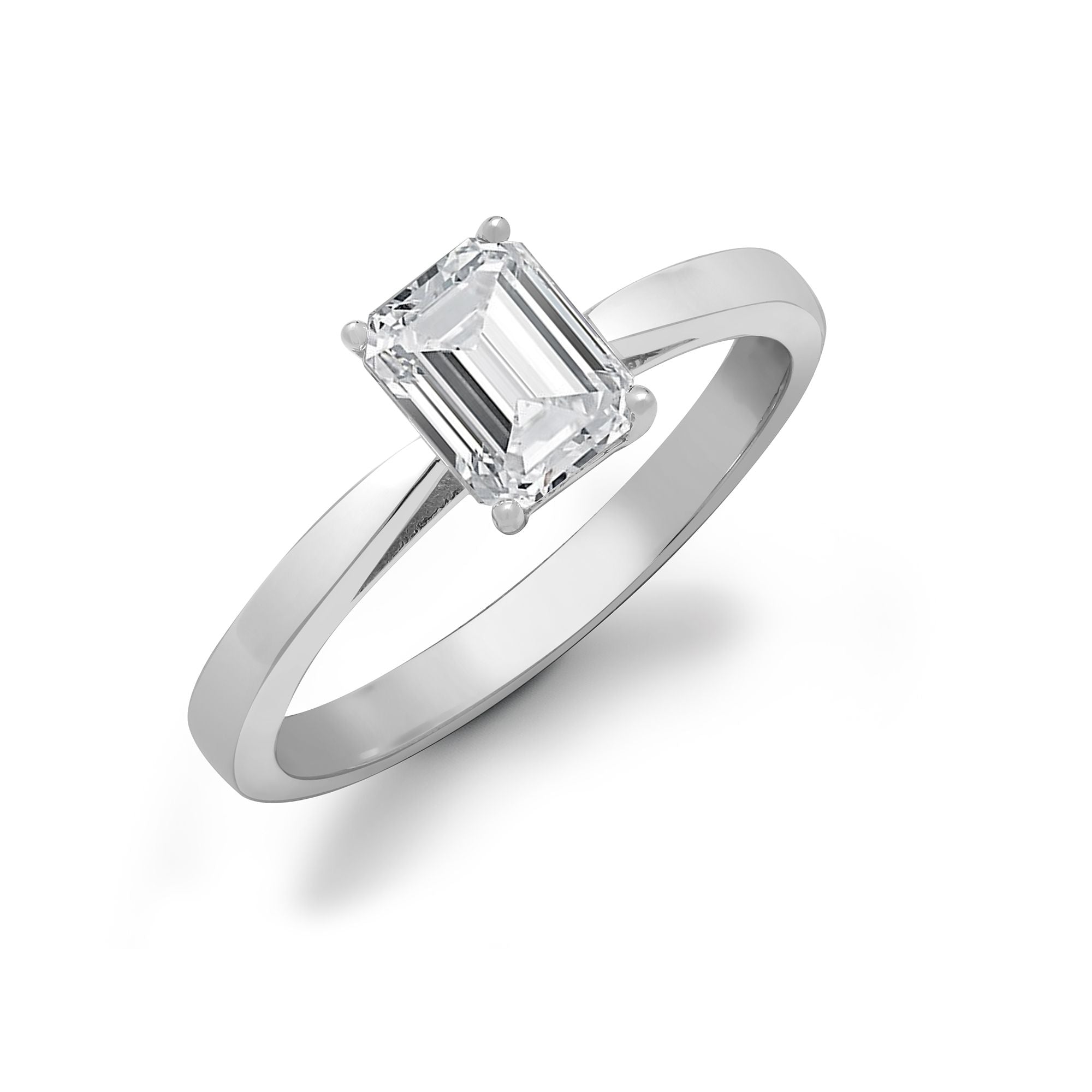 18R334-025 | 18ct White Gold 25pts Emerald Cut Solitaire Natural Diamond Ring