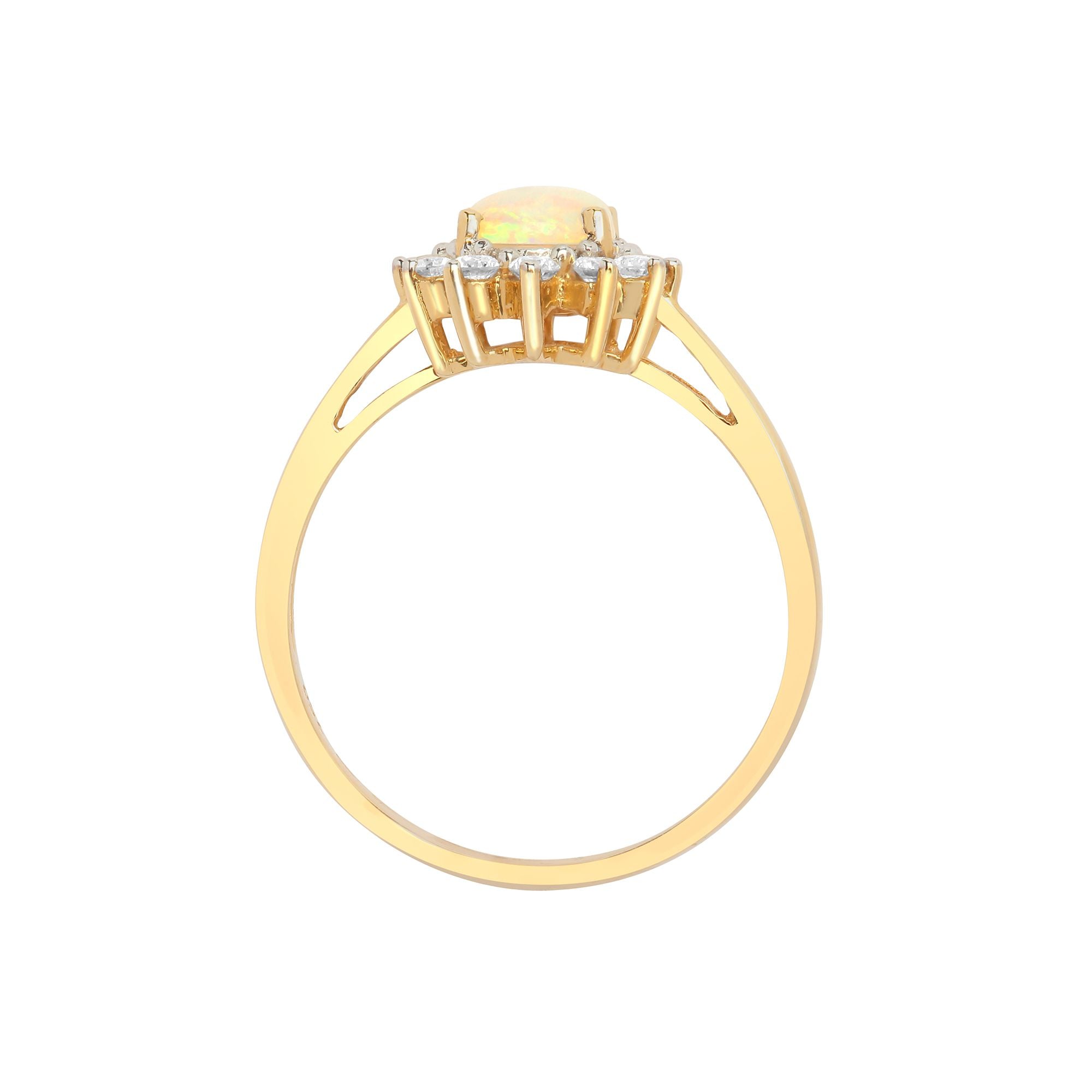18R571 | 18ct Yellow Gold Natural Diamond And Opal Ring