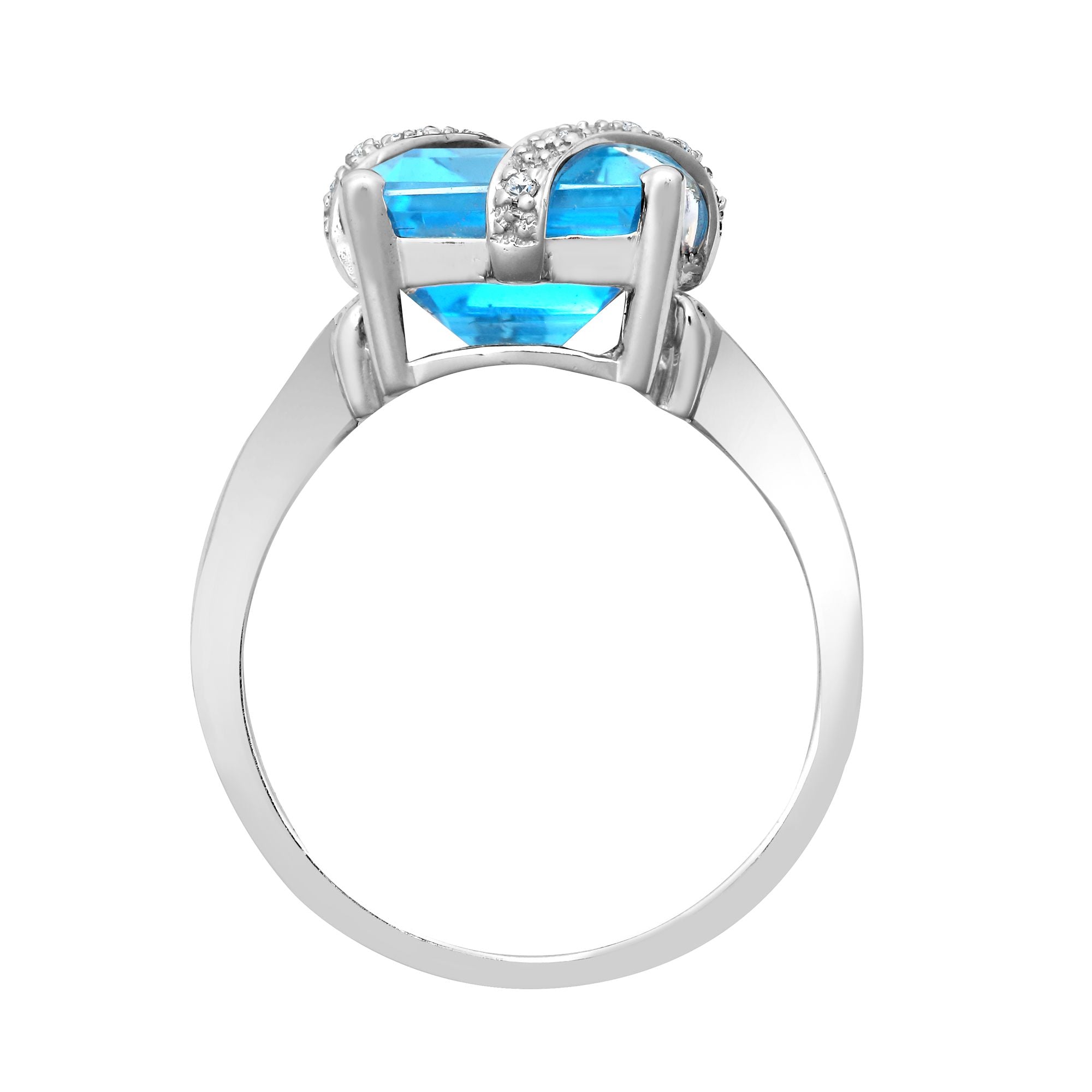 18R605 | 18ct White Gold Natural Diamond And Blue Topaz Ring