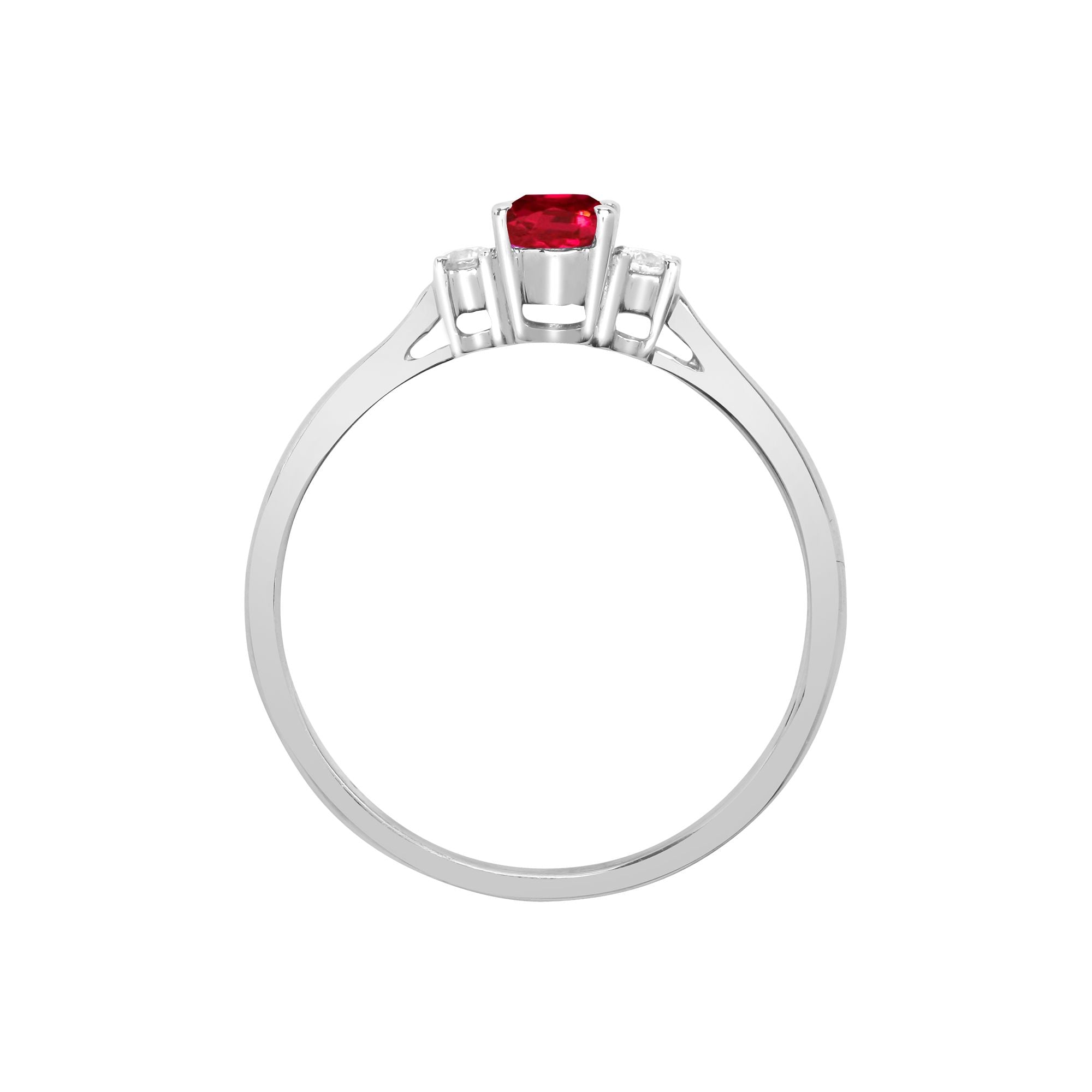 18R630 | 18ct White Gold Natural Diamond And Ruby And 3 Stone Ring