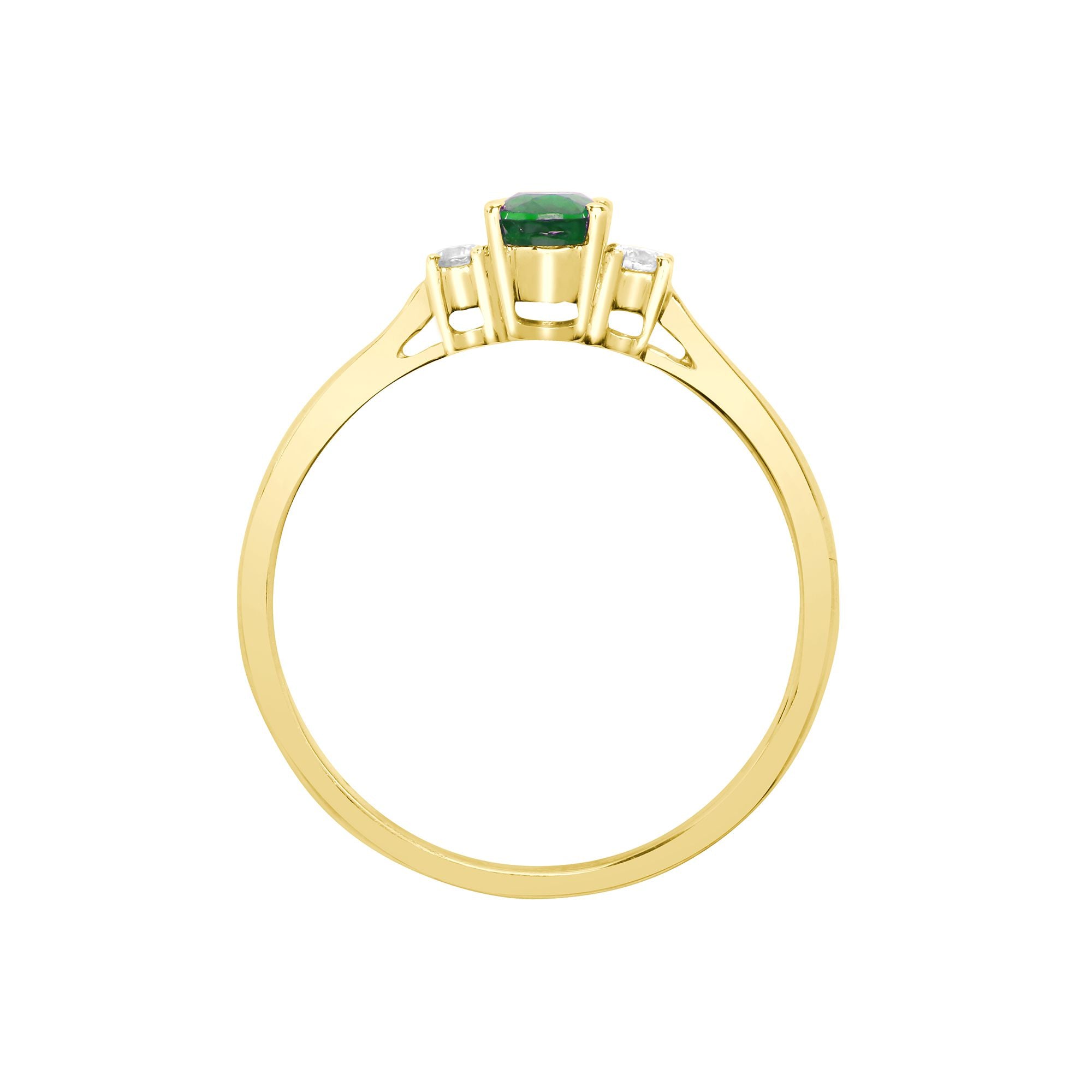 18R632 | 18ct Yellow Gold Natural Diamond And Emerald And 3 Stone Ring