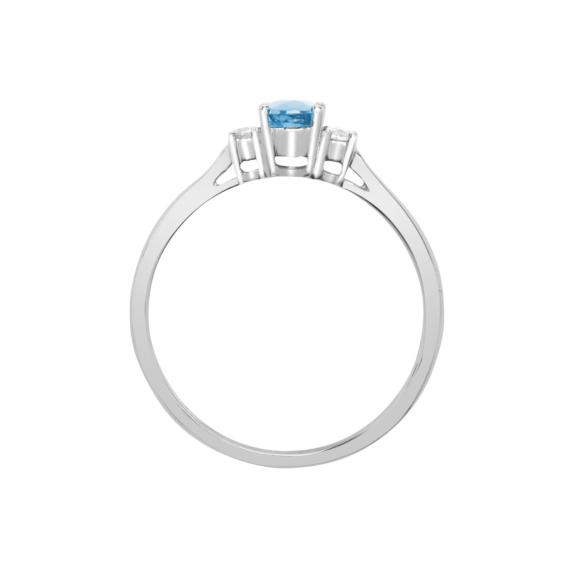 18R634 | 18ct White Gold Natural Diamond And Aqua-Marine And 3 Stone Ring