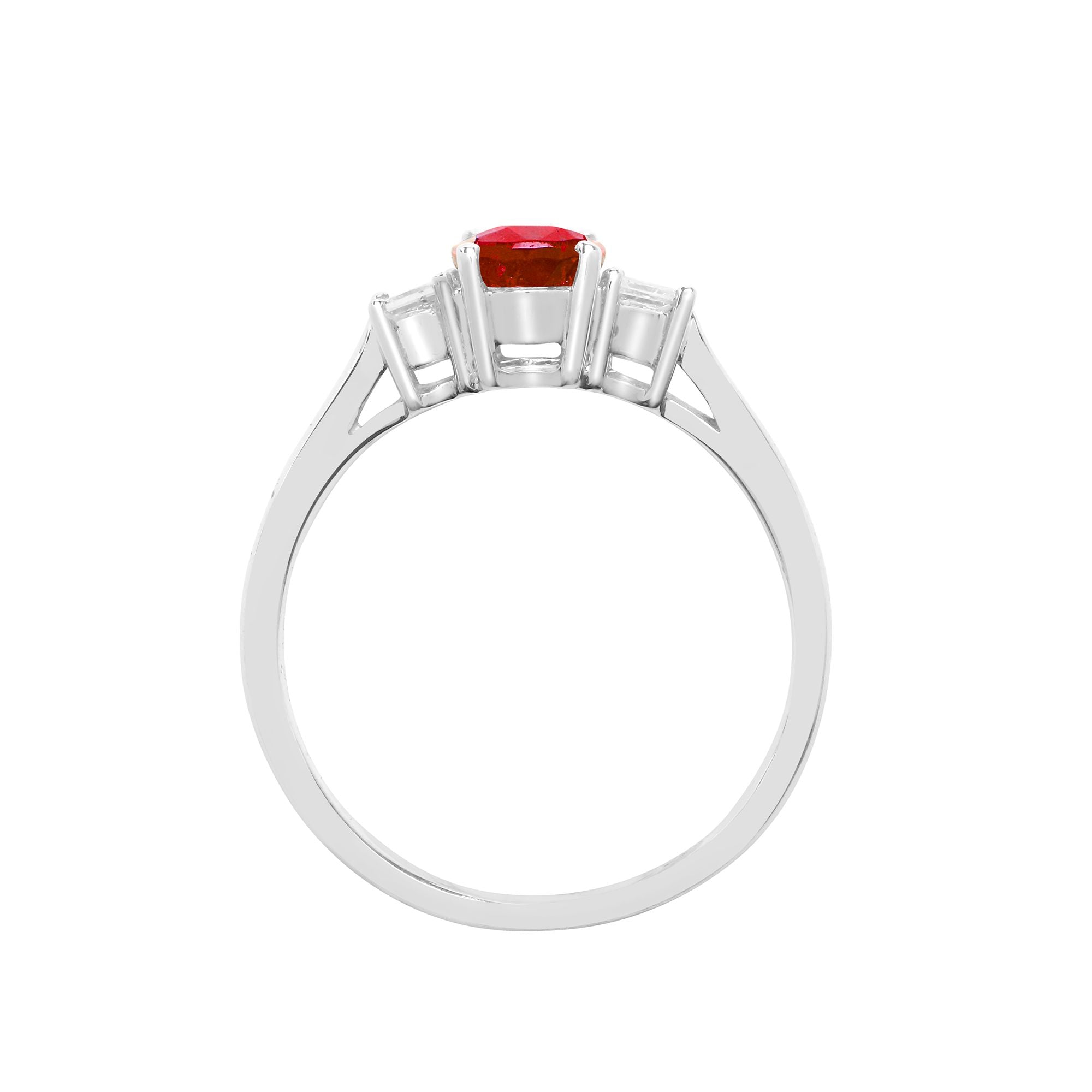 18R637 | 18ct White Gold Natural Diamond And Ruby And 3 Stone Ring