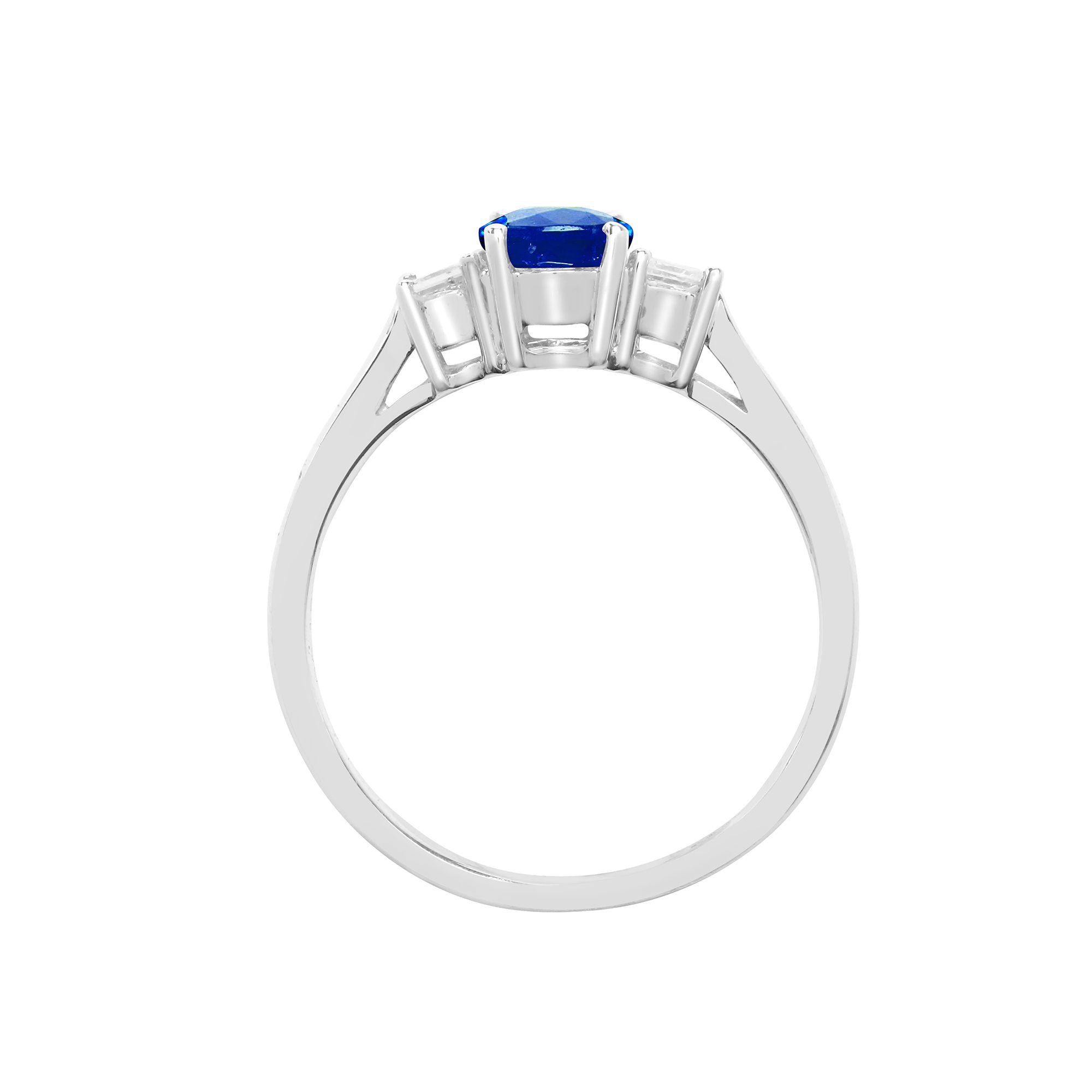 18R639 | 18ct White Gold Natural Diamond And Sapphire And 3 Stone Ring