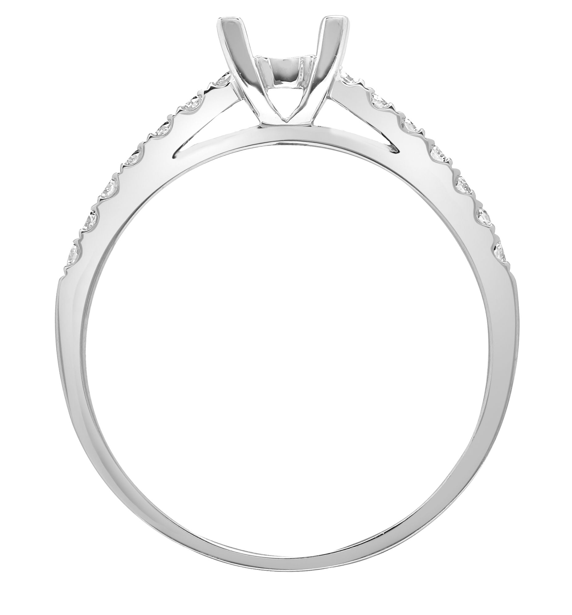 18ct White 0.17ct Natural Diamond Semi Set Ring - Holds 0.70ct