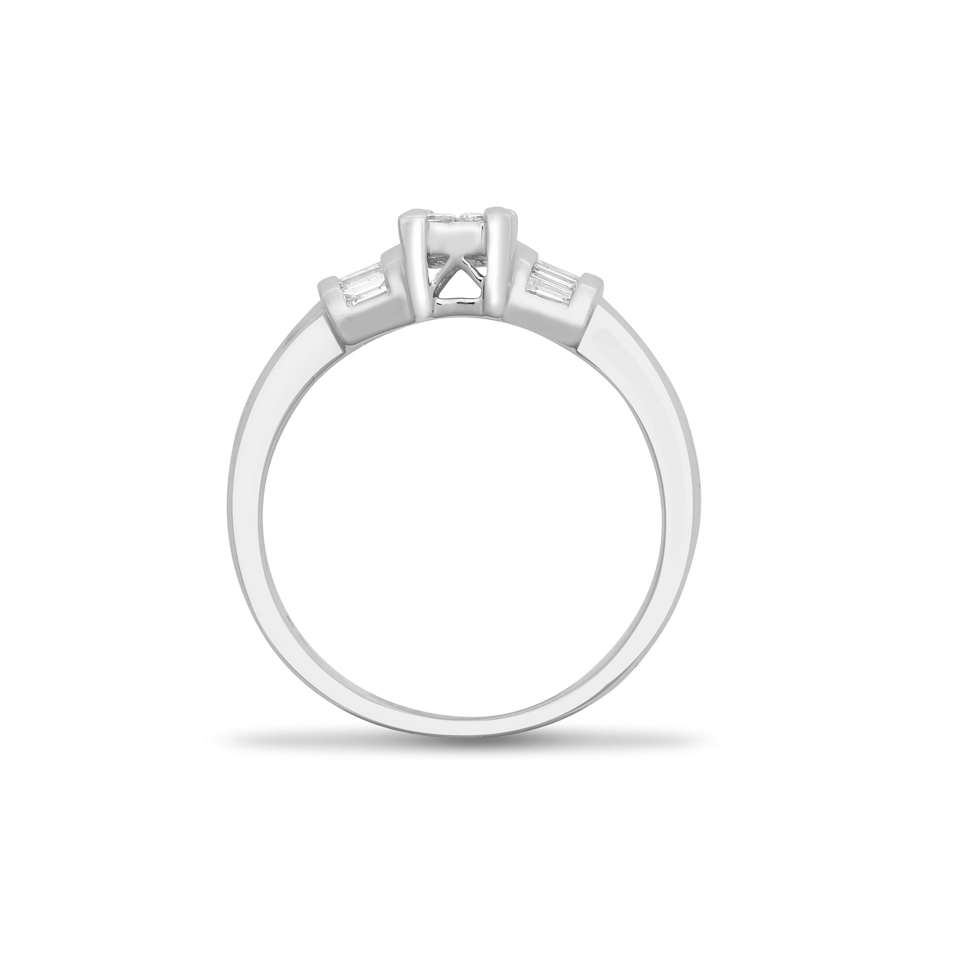 18R790 | 18ct White 0.58ct Natural Diamond Princess Cut & Baguette Ring