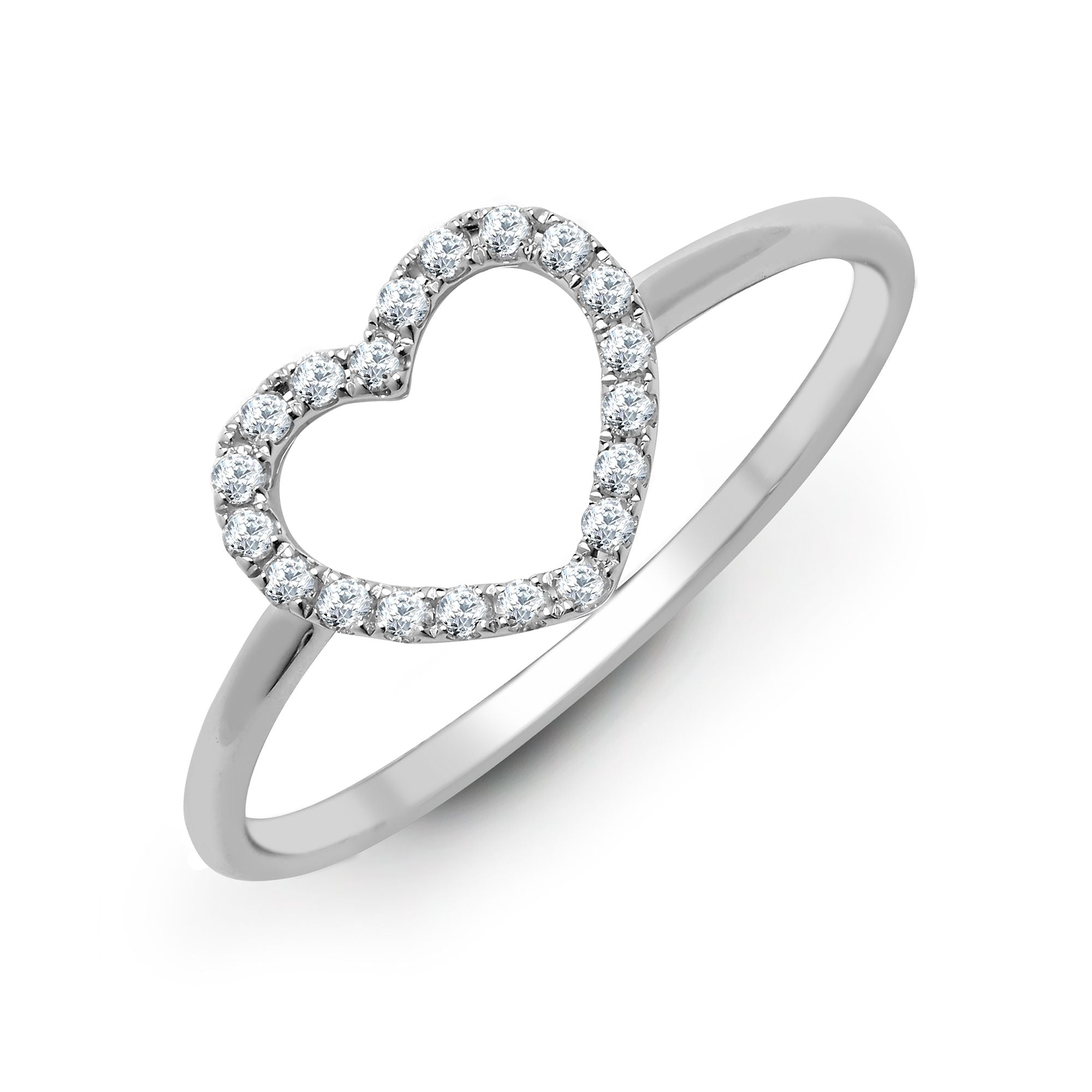 18ct White 0.14ct Natural Diamond Heart Ring