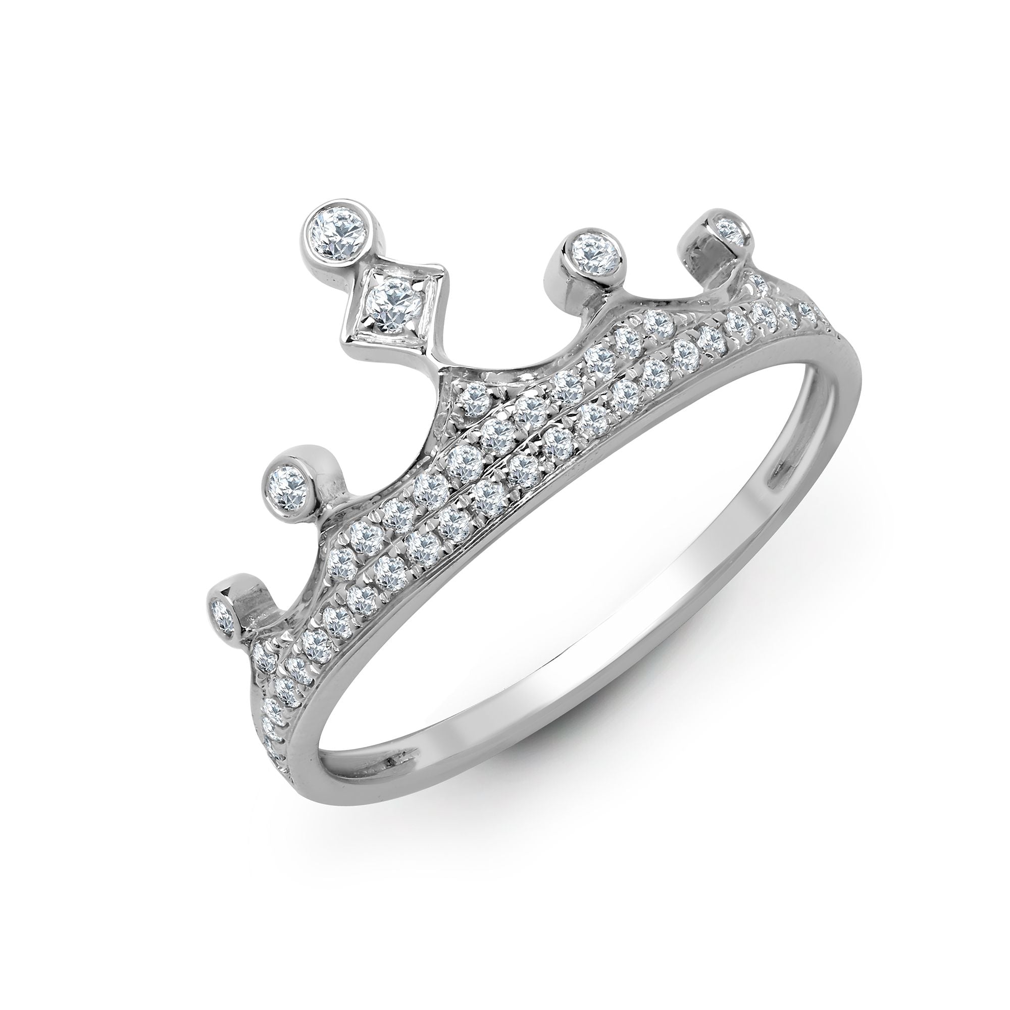 18R815 | 18ct White 0.24ct Natural Diamond Crown Ring