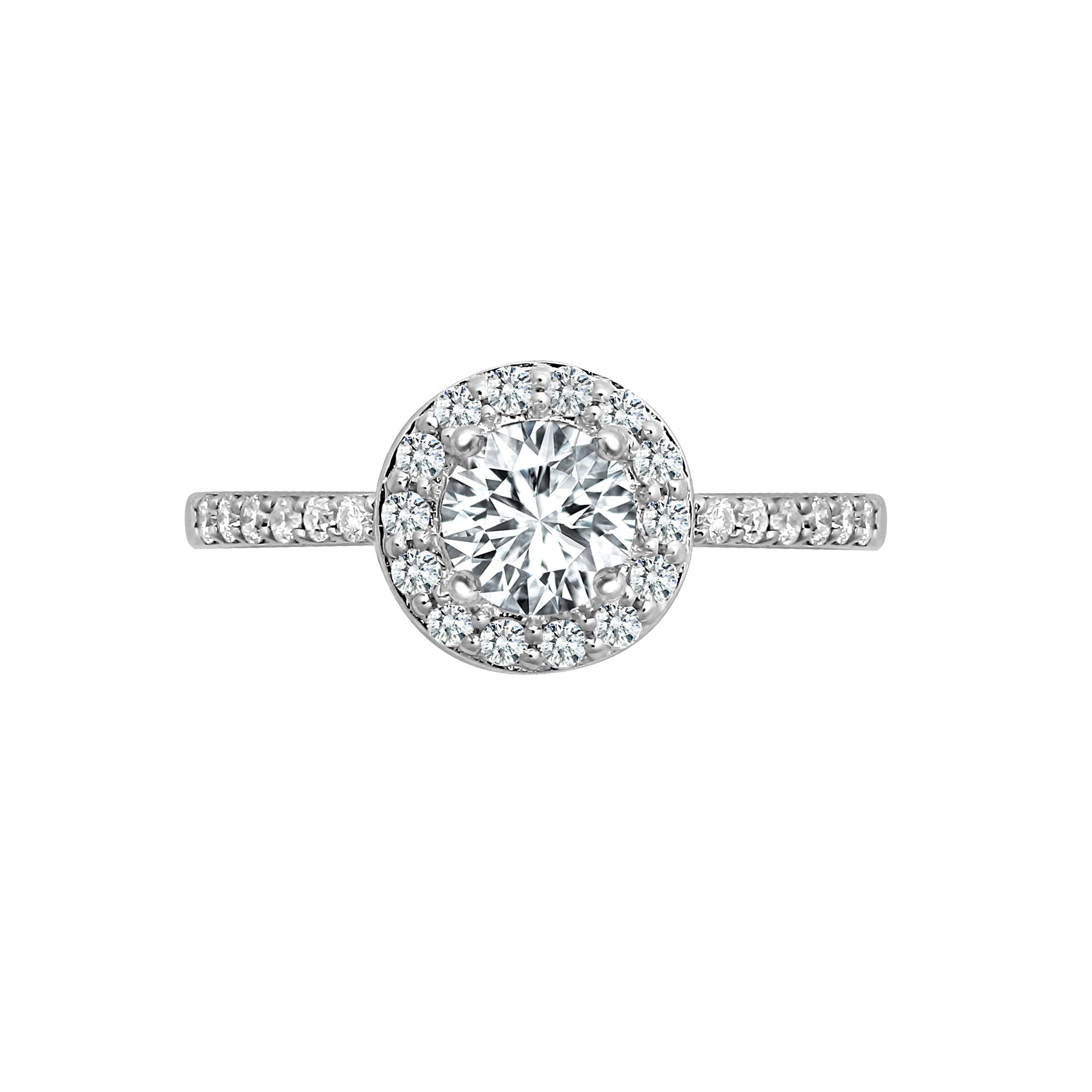 18ct White 0.26ct Natural Diamond Semi Set Halo Ring - Holds 0.75ct