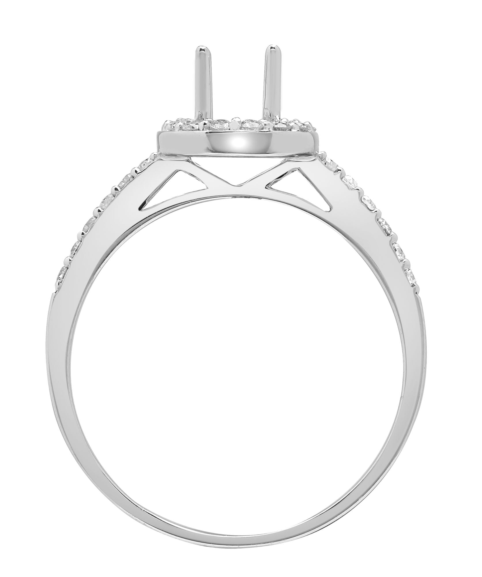 18ct White 0.28ct Natural Diamond Semi Set Halo Ring - Holds 1.00ct