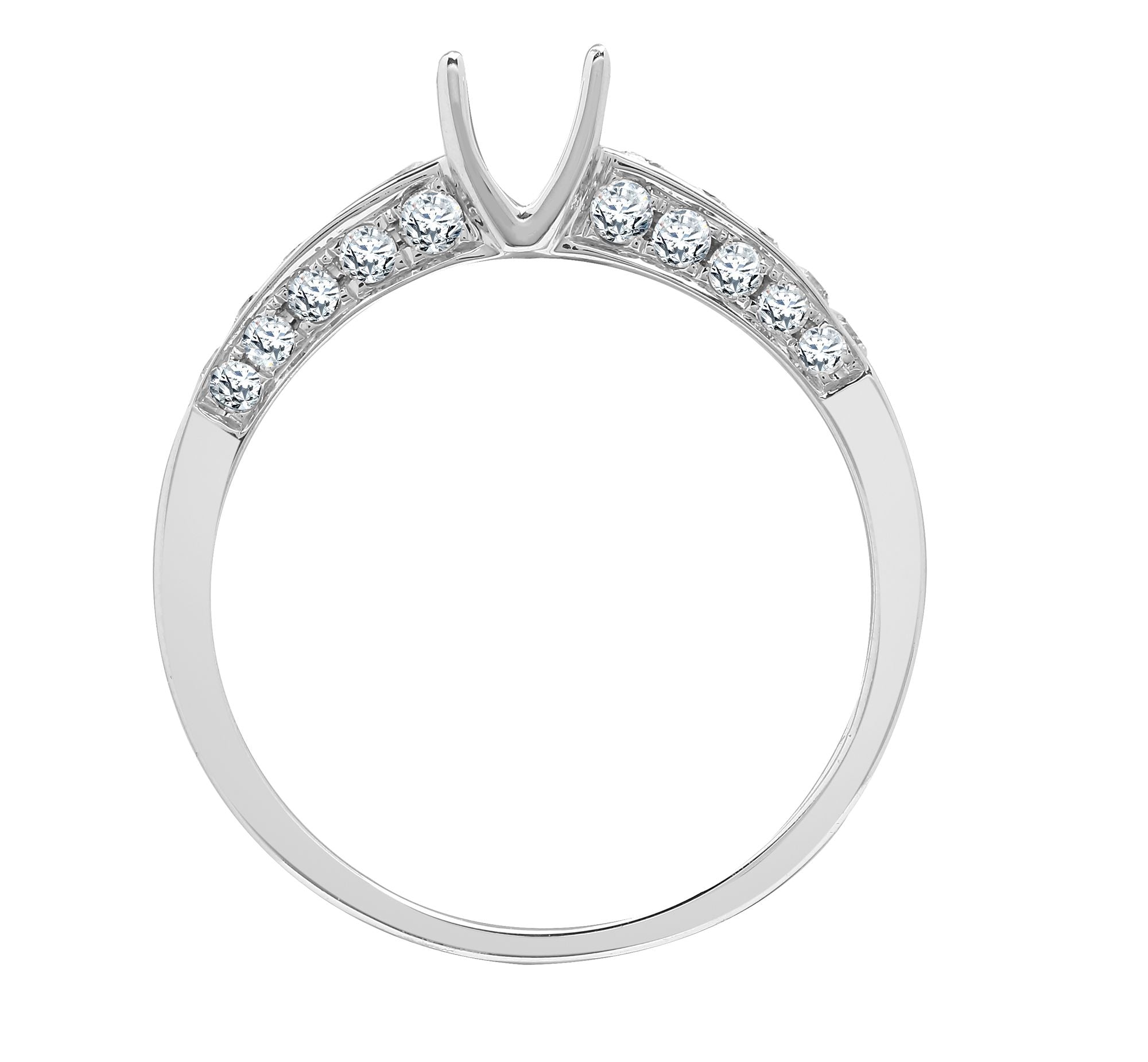 18ct White 0.52ct Natural Diamond Semi Set Ring - Holds 1.00ct