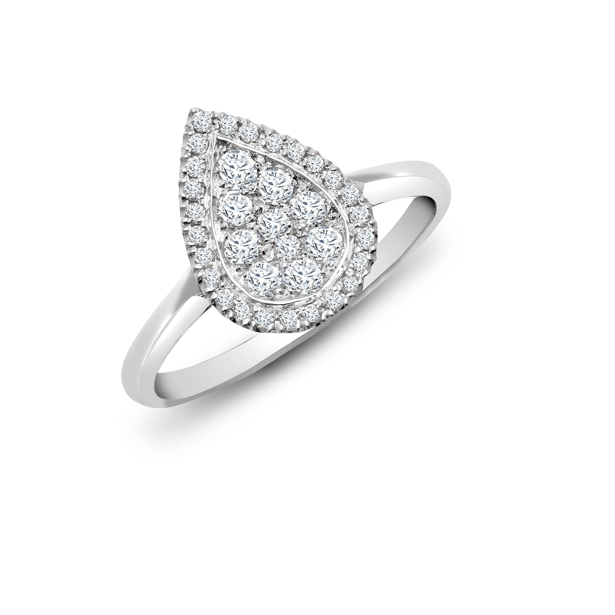 18R851 | 18ct White 0.40ct Natural Diamond Cluster Pear Shape Ring