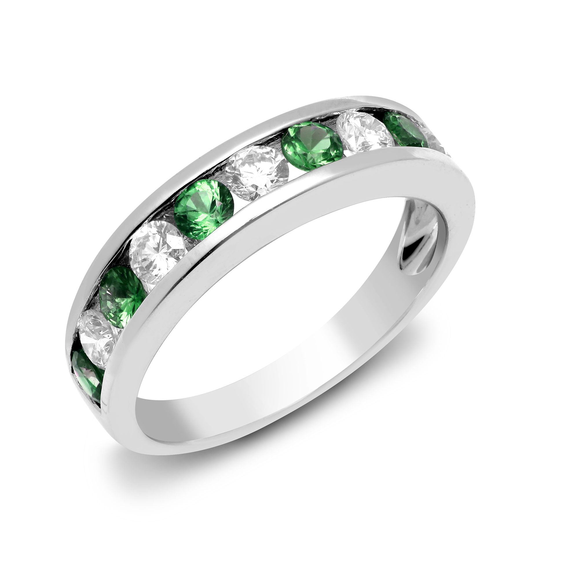 18R908 | 18ct White Diamond-0.55ct Em-0.65ct 12 Eternity Ring