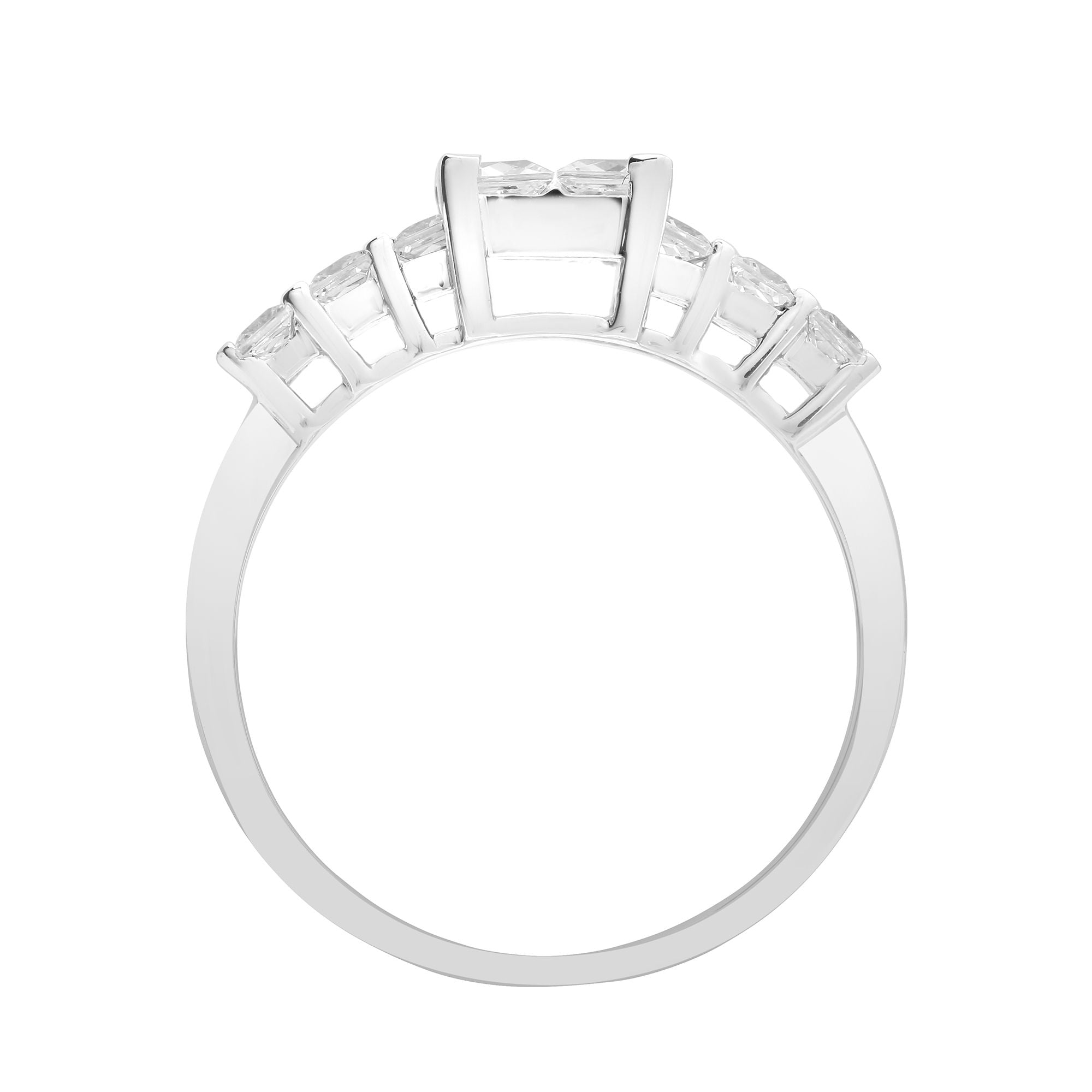 18R921 | 18ct White 1.18ct Princess Cut Natural Diamond Cluster Ring