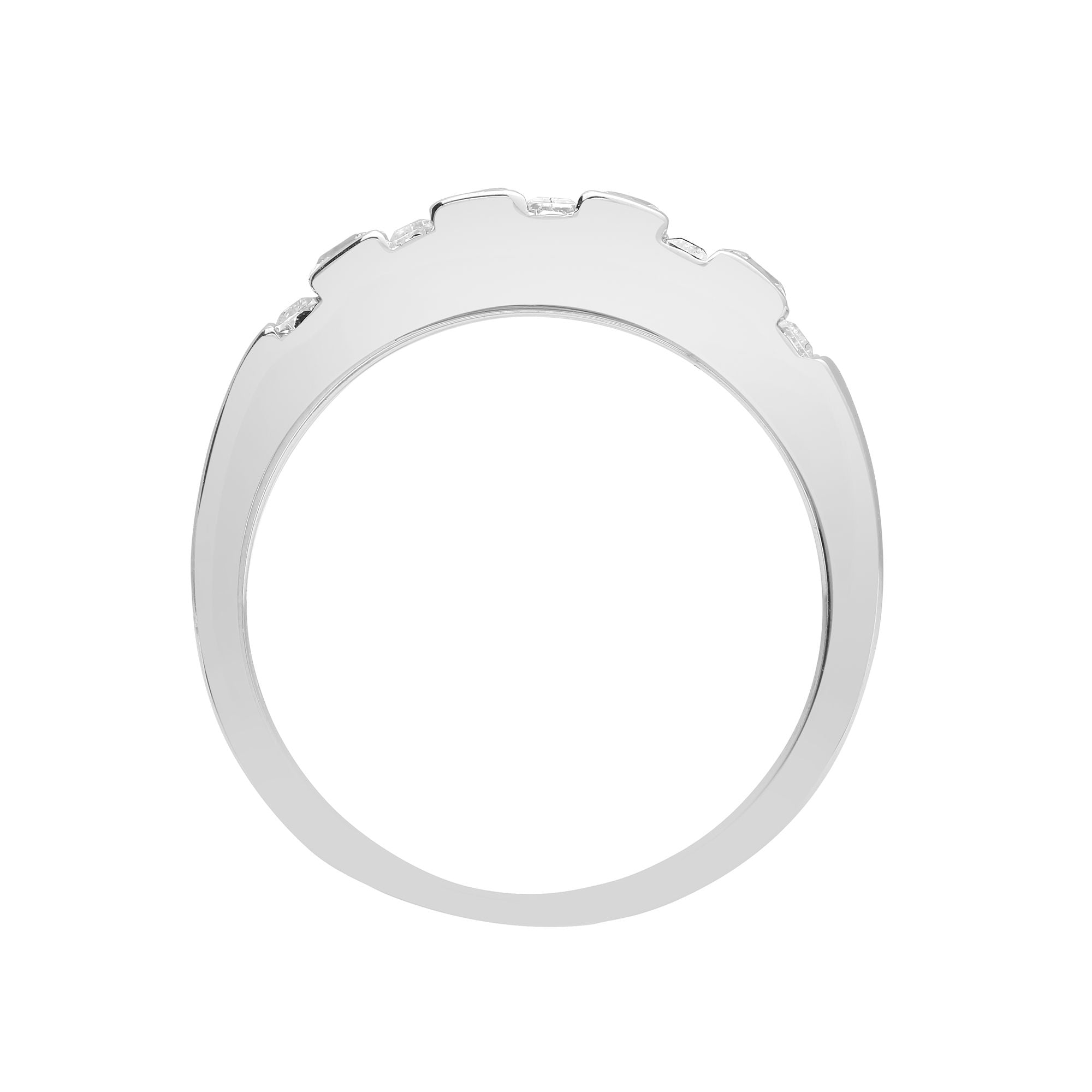 18R925 | 18ct White 0.87ct Princess Cut & Baguette Natural Diamond Ring