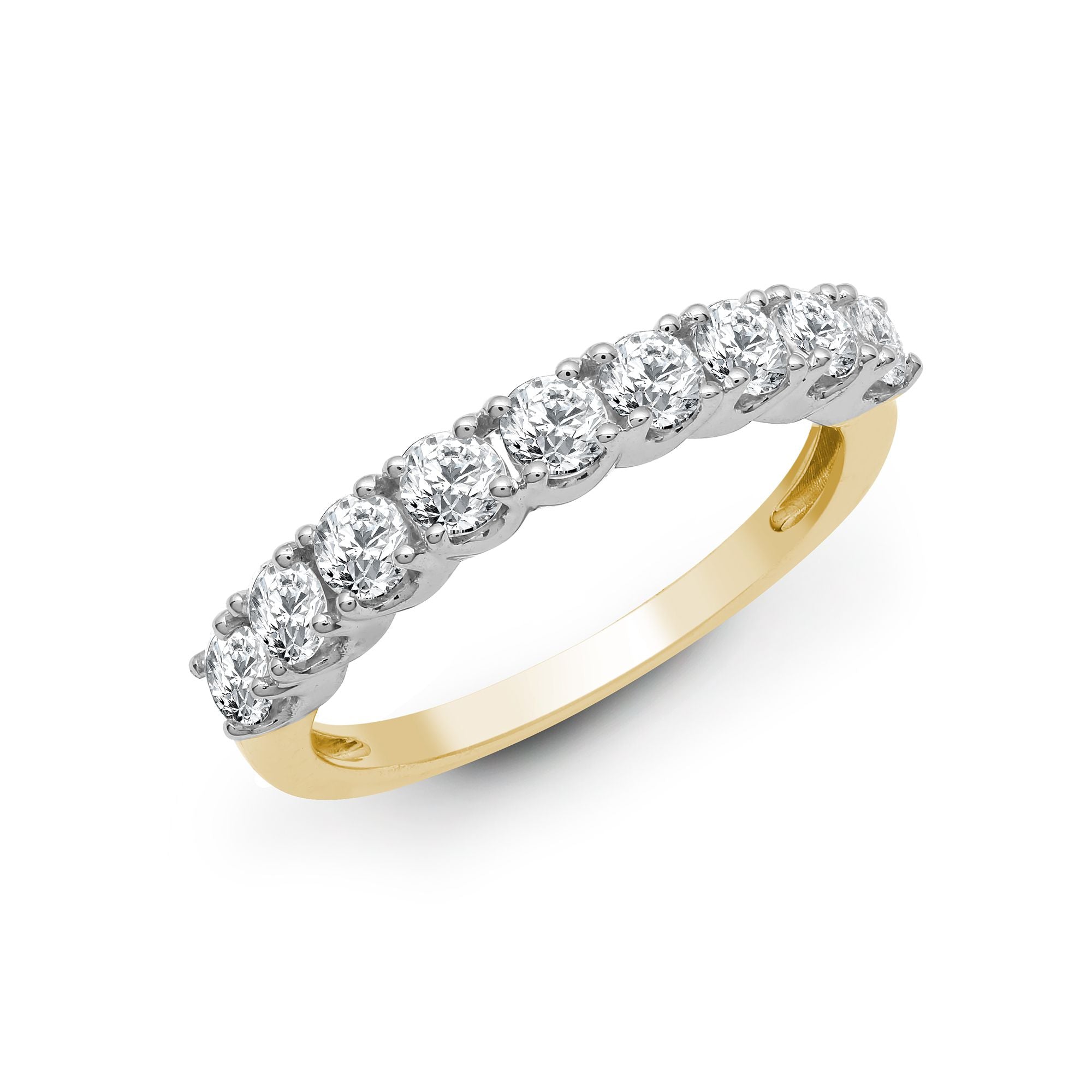 18R941-075 | 18ct Yellow/White 0.75ct 9 stone Claw Set 1/2 ET Ring