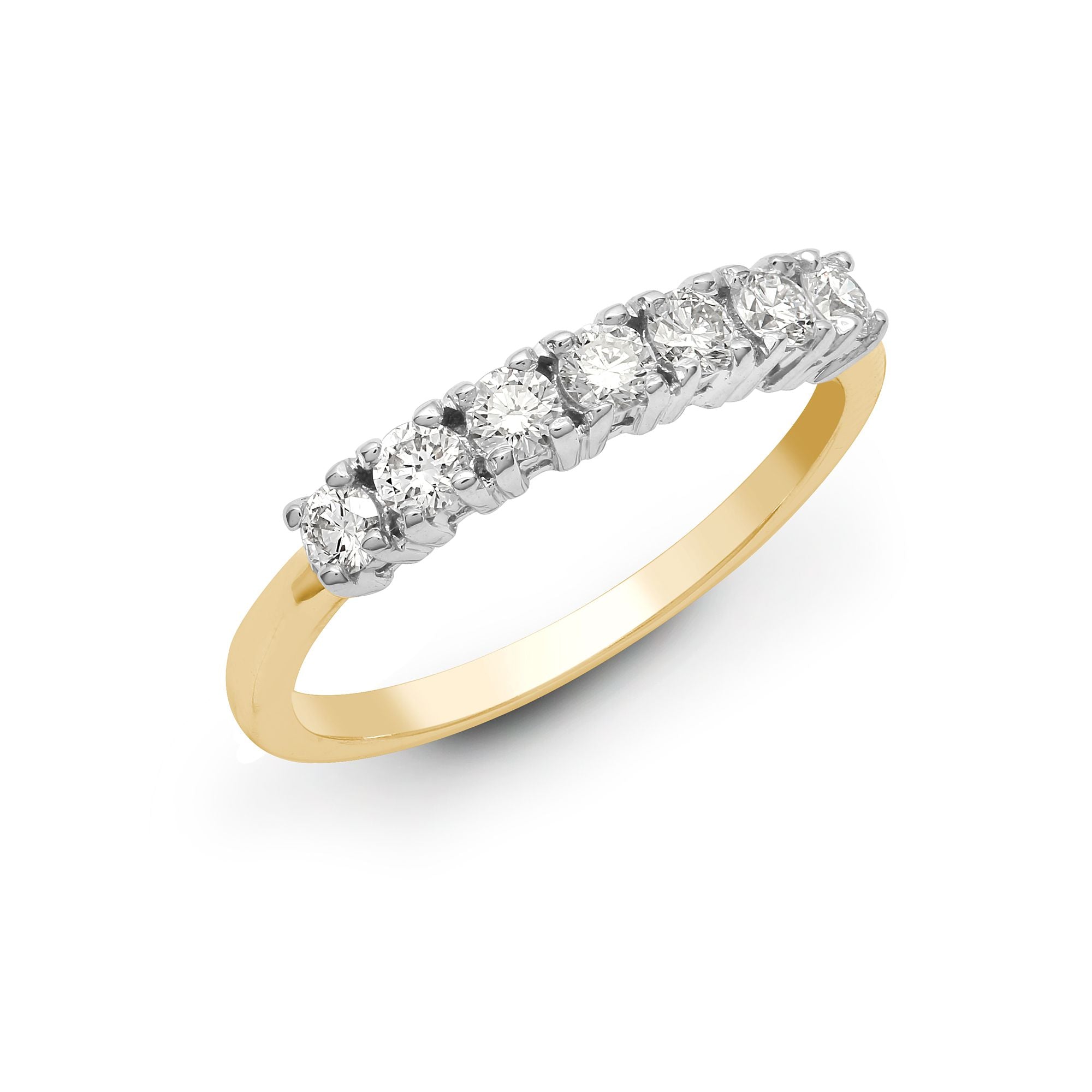 18ct Yellow/White Natural Diamond 7 stone 1/2 ET Ring