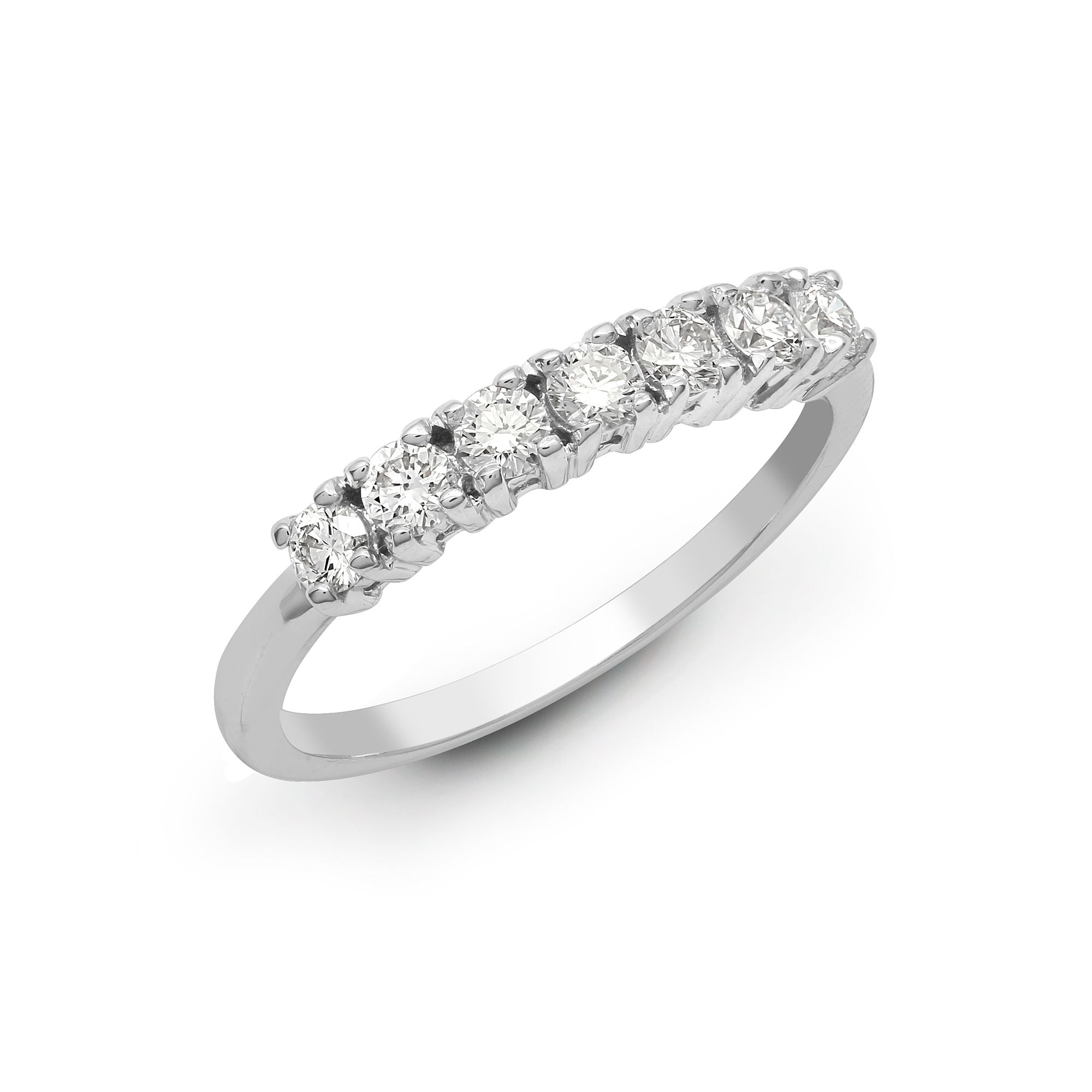 18R947-150 | 18ct White 1.50ct Natural Diamond 7 stone 1/2 ET Ring