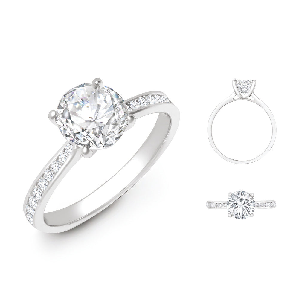 18ct White Gold Natural Diamond Channel-set Wed-fit Ring Mount + Diamond
