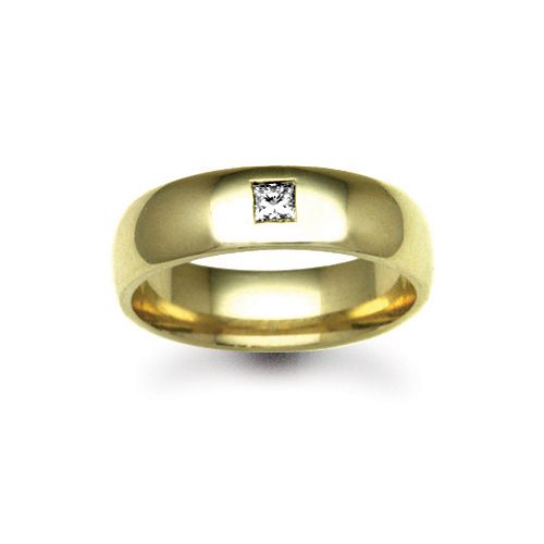 18W007-3 | 18ct Gold Yellow Natural Diamond Rubover set Wedding Ring