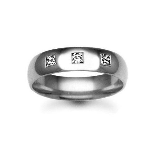 18W008-3 | 18ct Gold White Natural Diamond Rubover set Wedding Ring