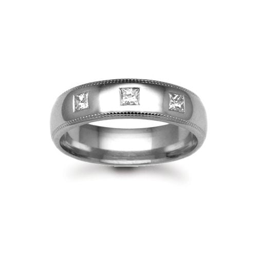 18W020-4 | 18ct Gold White Natural Diamond Rubover set Wedding Ring