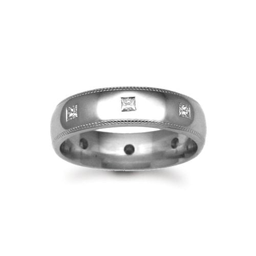 18W022-4 | 18ct Gold White Natural Diamond Rubover set Wedding Ring