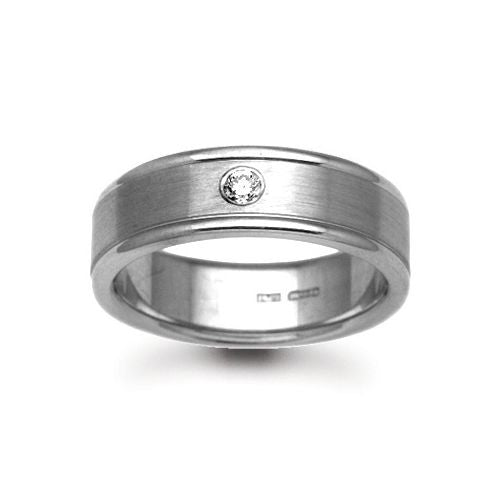 18W031-4 | 18ct Gold White Natural Diamond Rubover set Wedding Ring