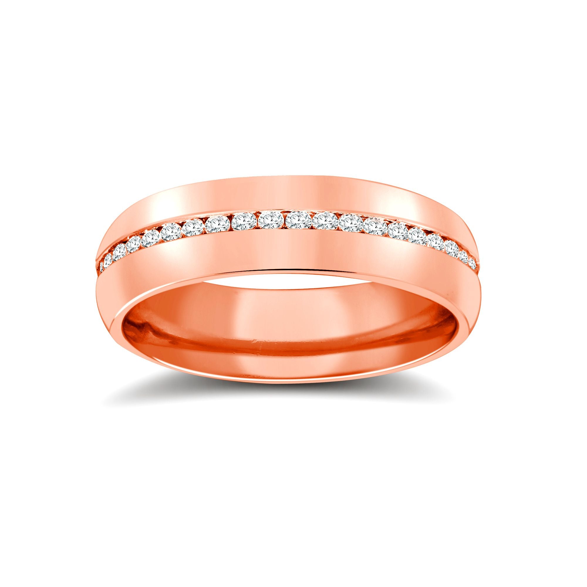 18W063-4(F-Q) | 18ct Rose Gold RBC Court Natural Diamond Wedding Band Fully Set - 4mm - 50pts