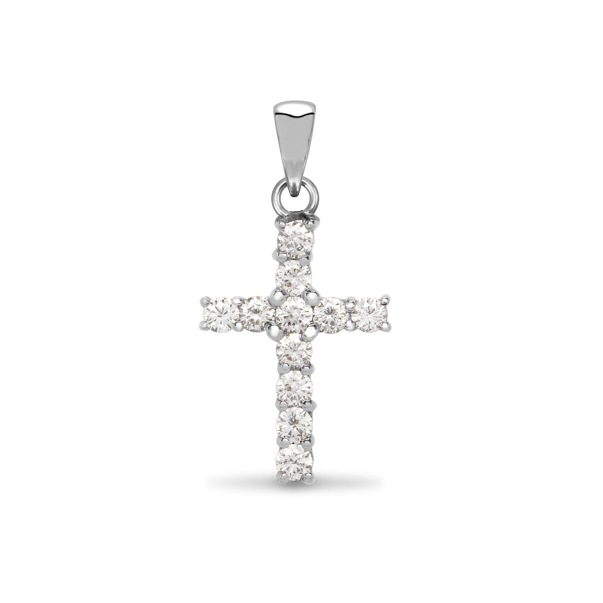 18ct White Gold Natural Diamond Cross