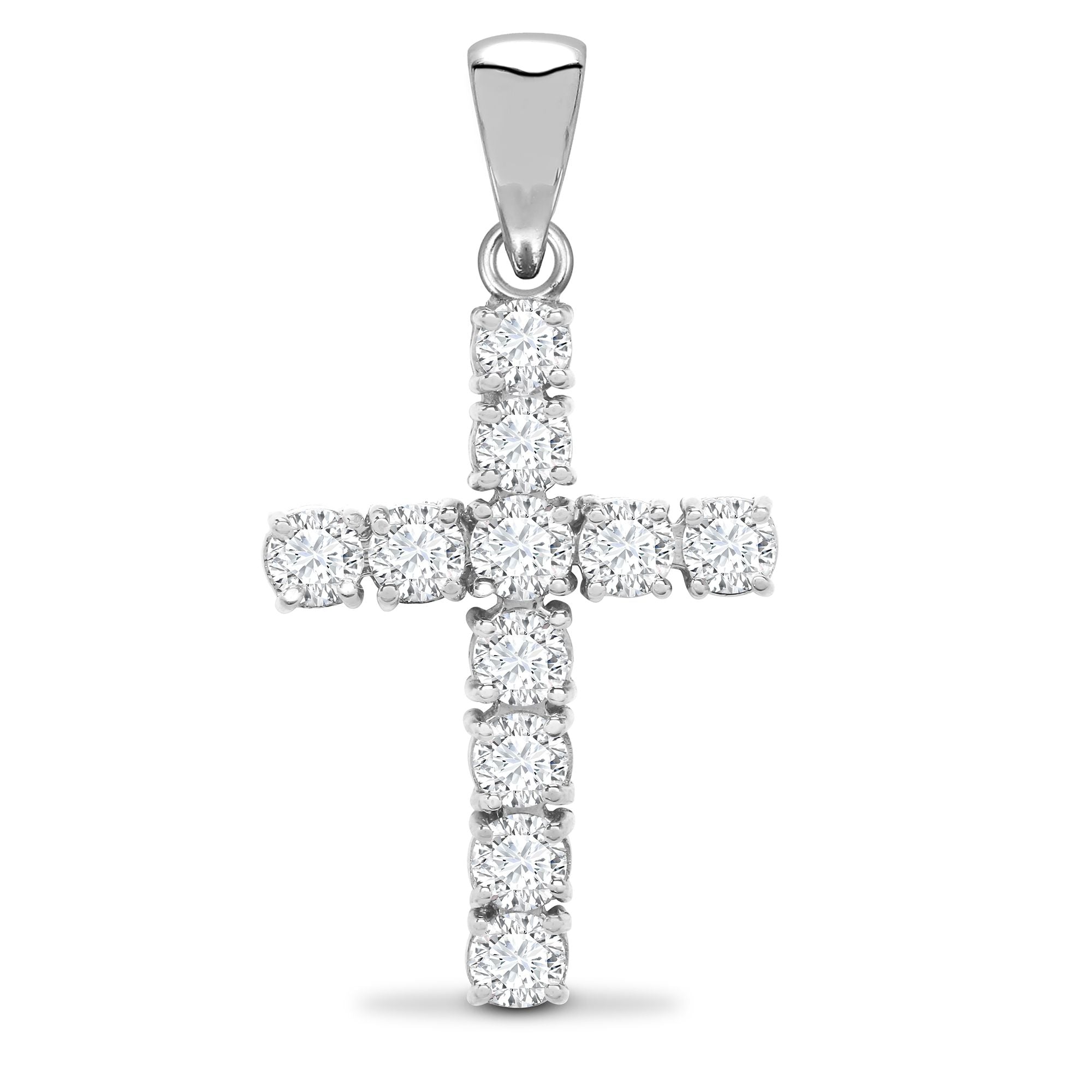 18ct White Gold Natural Diamond Cross