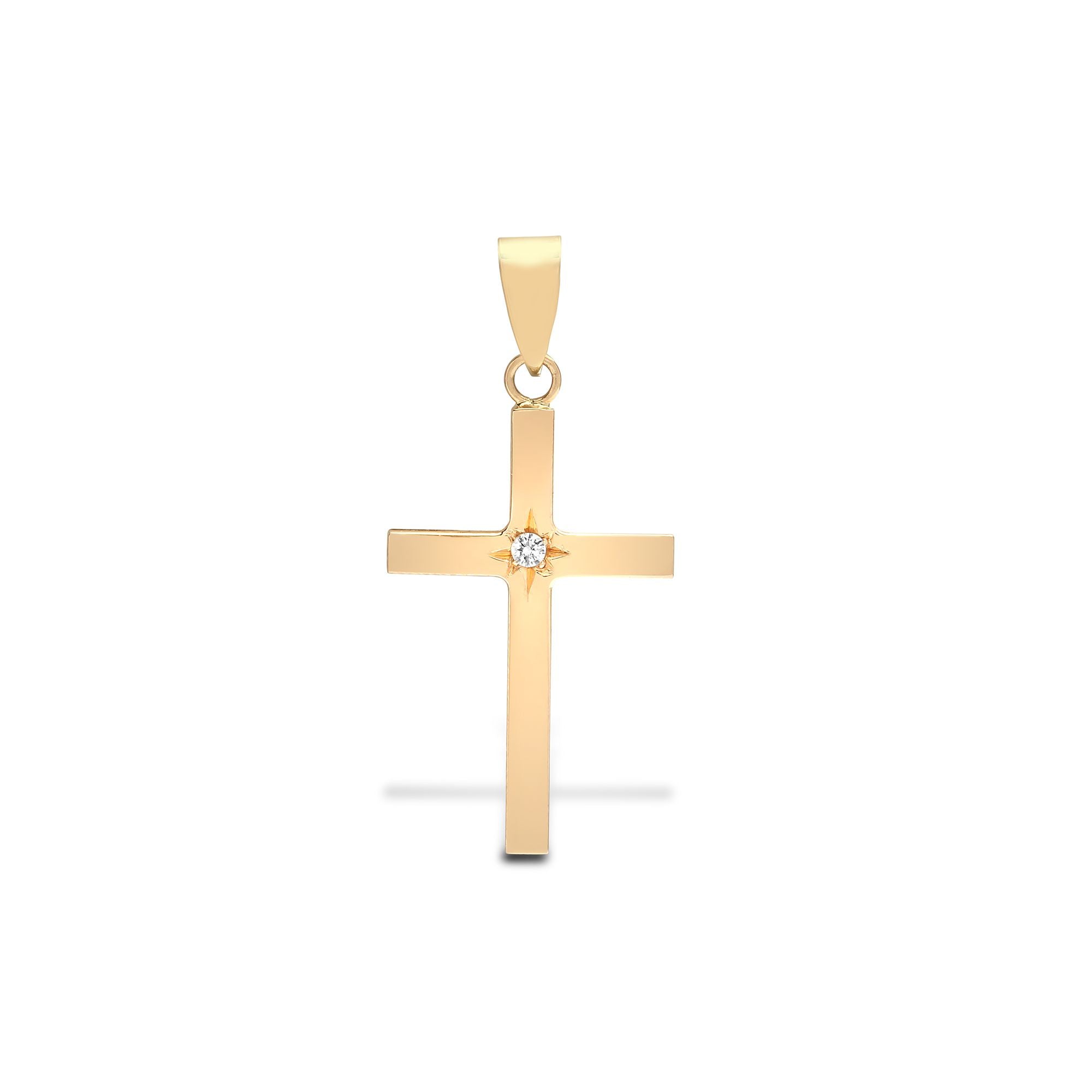 18X106 | 18ct Yellow 0.03ct Natural Diamond Star Set Cross