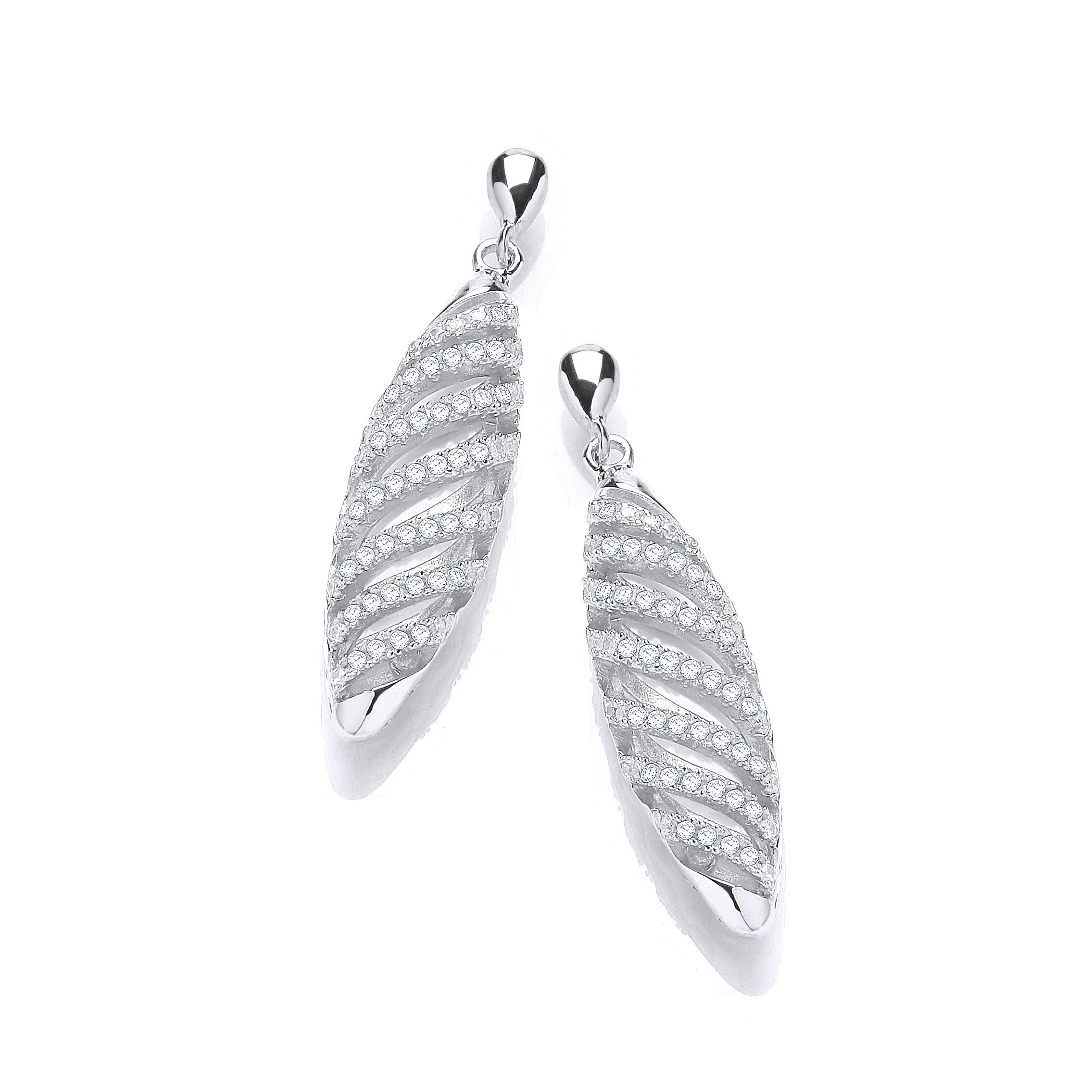 Micro Pave' Fancy Swirl Cz Drop Earrings