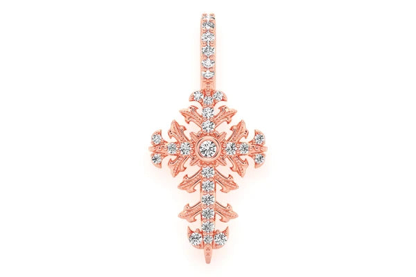 Erkals Jewellers Filigree Cross Pendant 18K Gold Diamond 0.50ctw