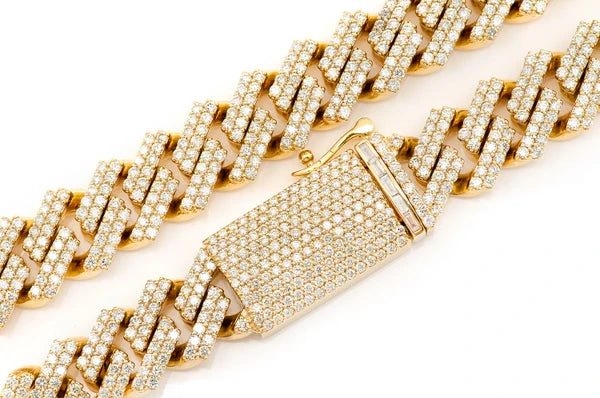 Erkals Jewellers 13mm Raised Miami Cuban Diamond Necklace 18K Gold 28.25ctw