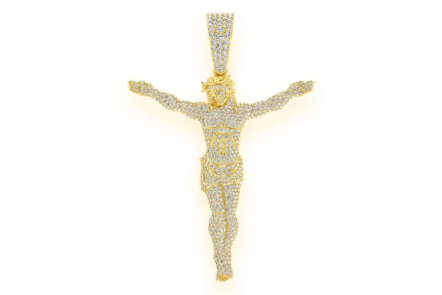 Erkals Jewellers Large Jesus Crucifix Pendant 18K Gold Diamond 3.30ctw