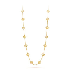 Van Cleef & Arpels Vintage Alhambra Necklace 20 Motifs Diamond 18K Yellow Gold