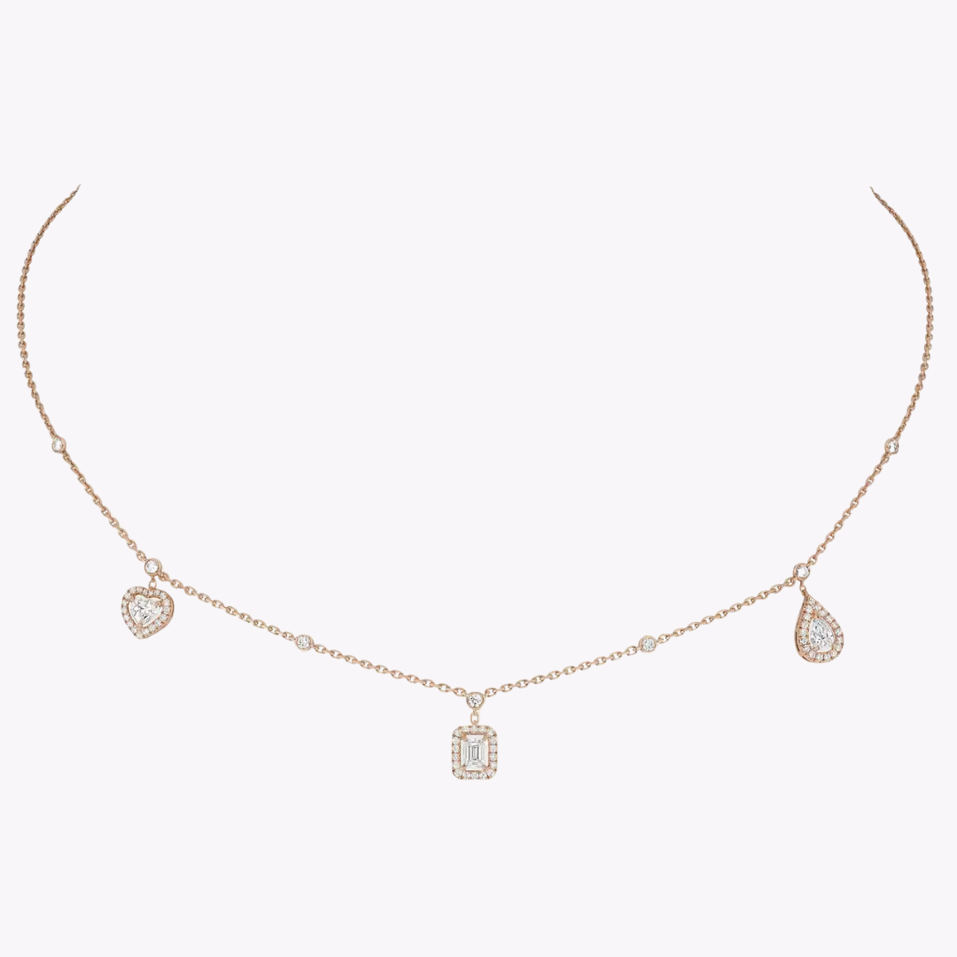 My Twin Trio 3 Charm Diamond Necklace 18ct Gold