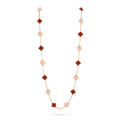 Van Cleef & Arpels Vintage Alhambra Necklace 20 Motifs Carnelian 18K Rose Gold