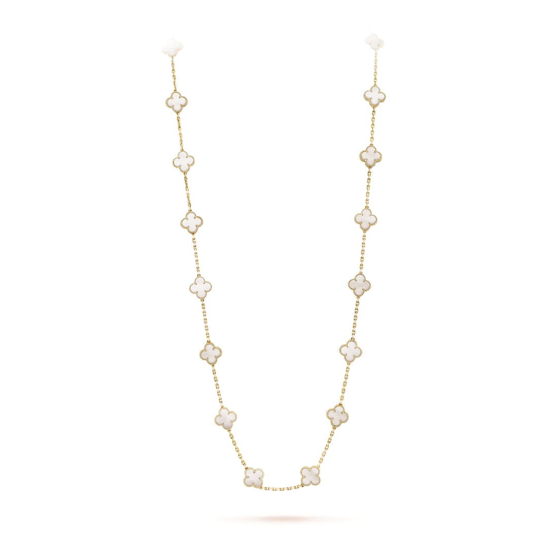 Van Cleef & Arpels Vintage Alhambra Necklace 20 Motifs Mother-Of-Pearl 18K Yellow Gold