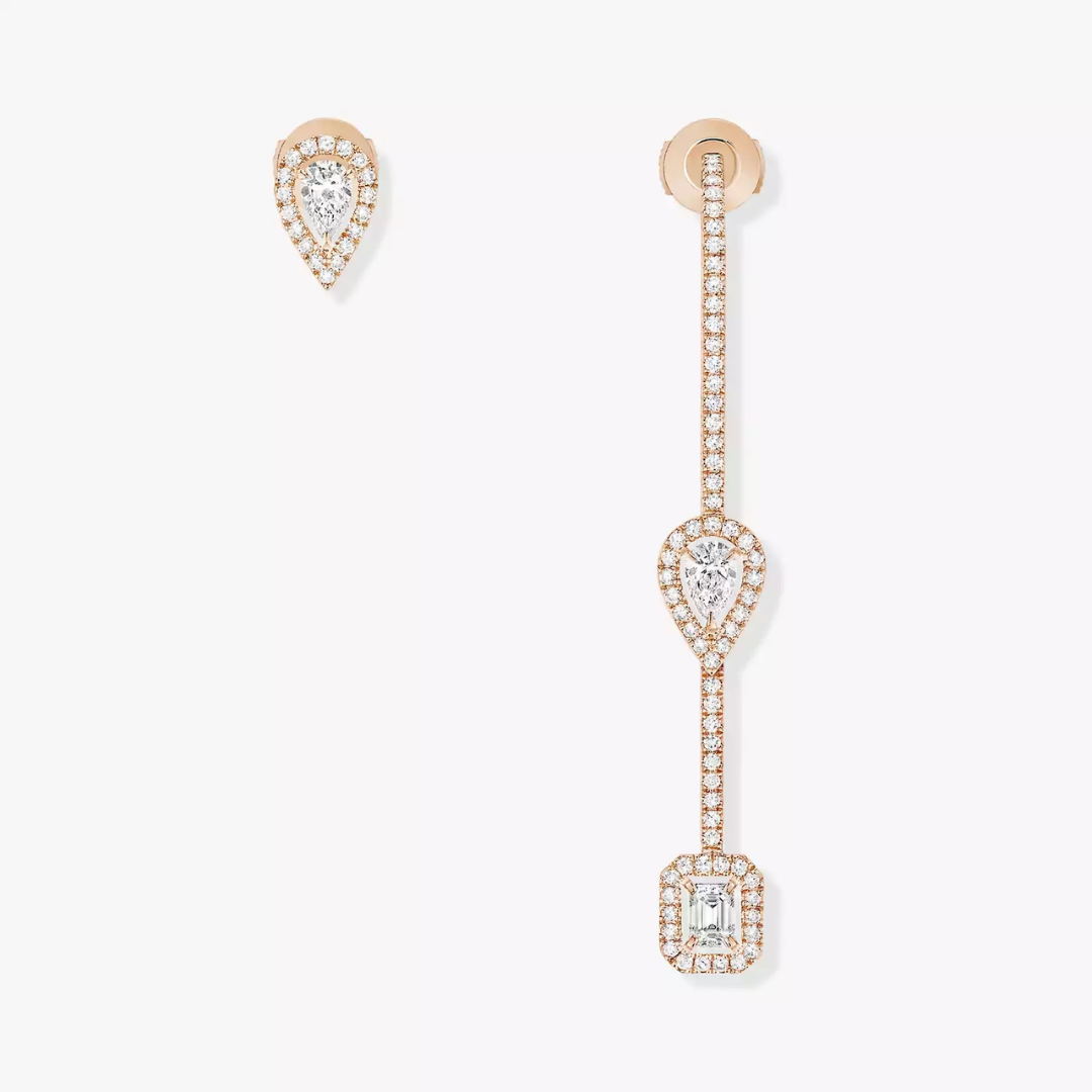 My Twin Hook and Stud Diamond Earrings 18ct Gold
