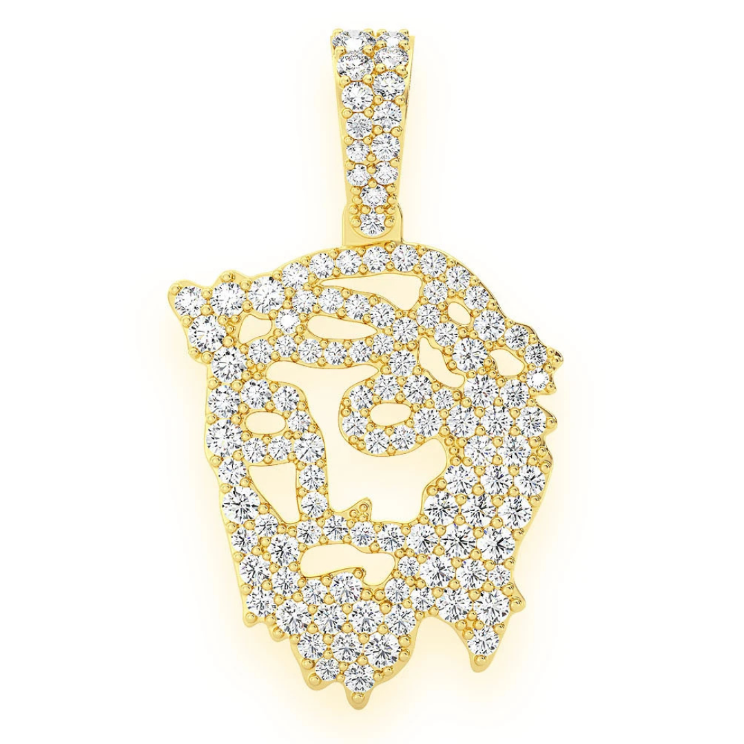 Colgante de diamante de 0,65 quilates con silueta de Jesús en oro macizo de 14 quilates