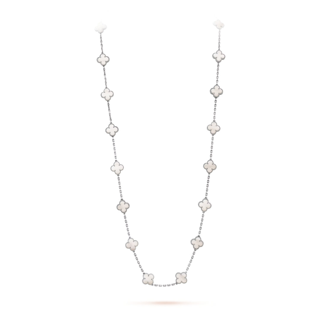 Van Cleef & Arpels Vintage Alhambra Necklace 20 Motifs Mother-Of-Peal 18K White Gold