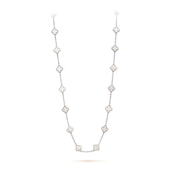 Van Cleef & Arpels Vintage Alhambra Necklace 20 Motifs Mother-Of-Peal 18K White Gold
