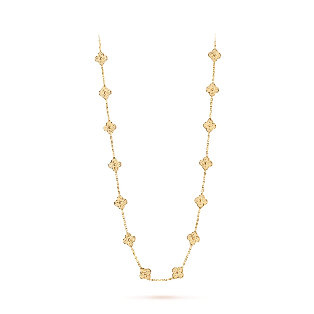 Van Cleef & Arpels Vintage Alhambra Necklace 20 Motifs 18K Yellow Gold