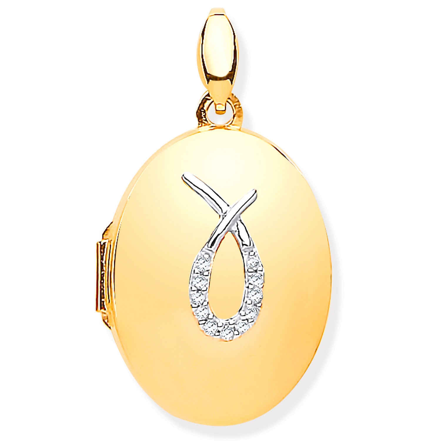 Y/G & Diamonds Oval Locket