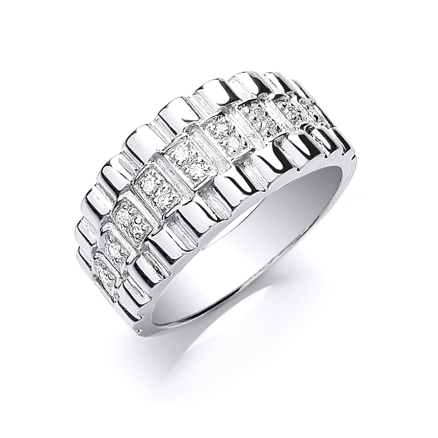 Silver Gents Cz Ring
