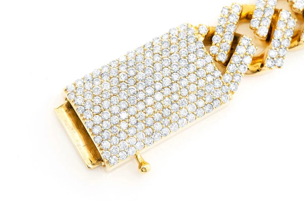 Erkals Jewellers 17mm Miami Cuban Link Diamond Bracelet 18K Gold 16.50ctw